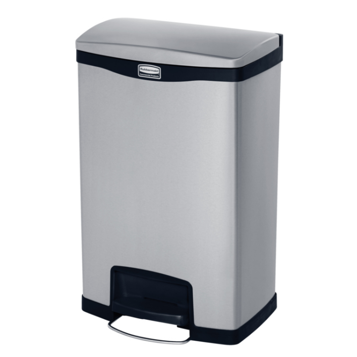 Rubbermaid, pedaalemmer, 50 liter, mat RVS/zwart, VB 224658 - 0