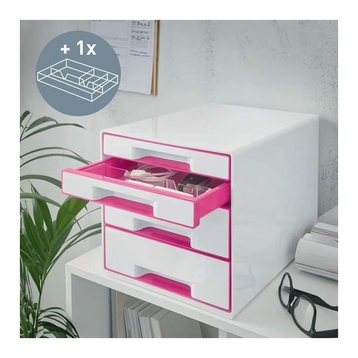 Ladenbox leitz wow 4 laden wit/roze(52132023) - 1