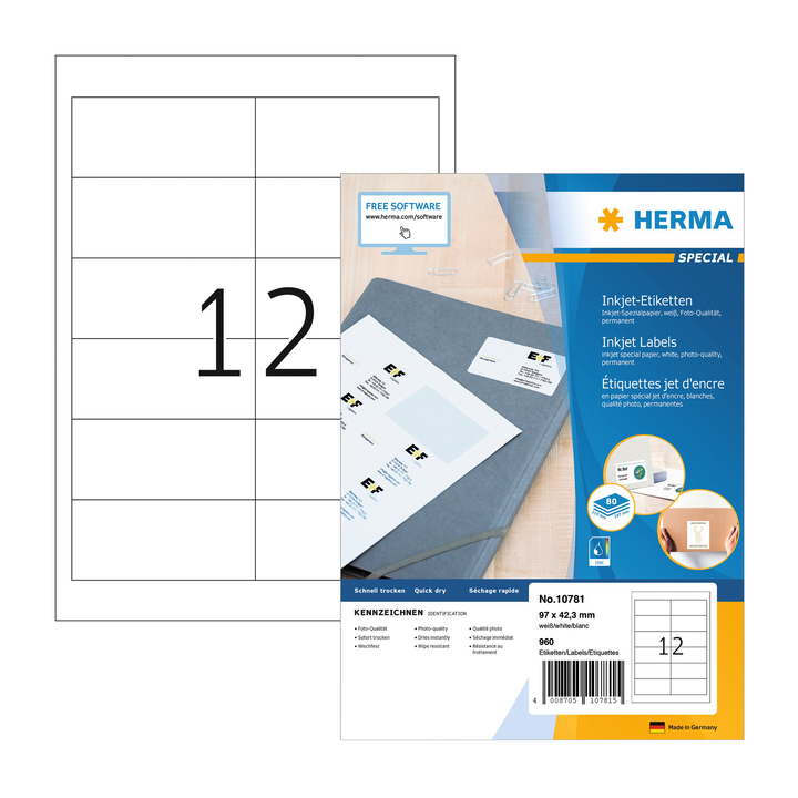 Etiket herma 10781 97x42.3mm wit 960stuks(10781) - 0