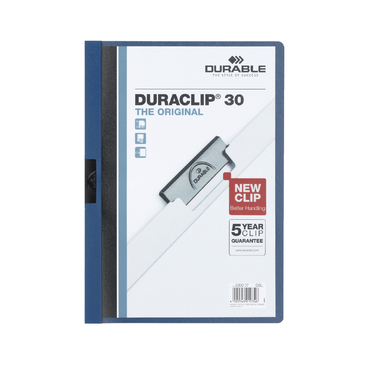 Klemmap durable 2200 a4 pl/tr 3mm blauw - 0