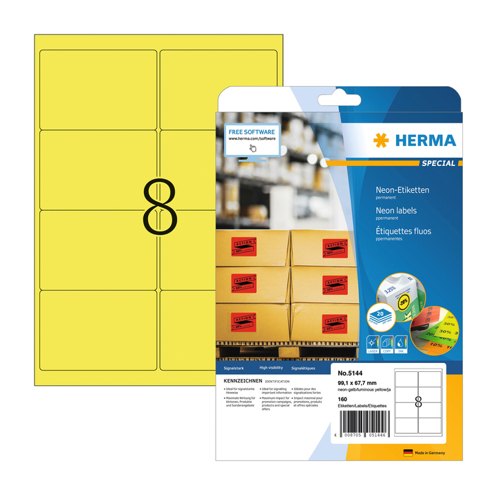 Etiket herma superprint 5144 99.1x67.7mm geel 200s - 0