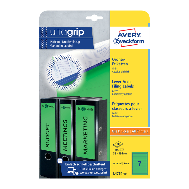 Rugetiket avery l4764-20 192x38mm groen 140st - 0