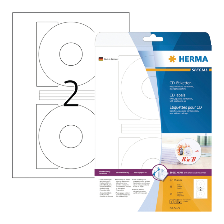 Etiket herma superprint 5079 cd 116mm 50st - 0