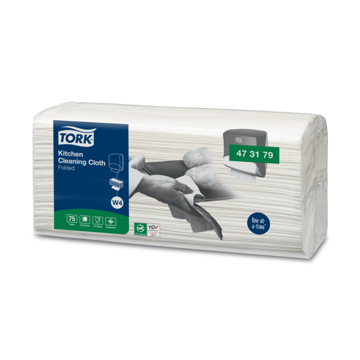 Tork Kitchen Cleaning | Gevouwen Reiningsdoek | 41,5x35,5cm | 1-Laags | W4 | Wit | 473179 (300 stuks) - 1