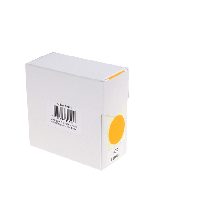 Etiket rillprint 35mm 500st op rol fluor oranje(89311) - 0