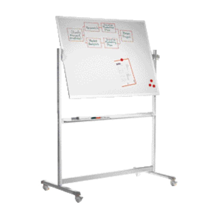 Whiteboard lega 90x120cm verrijdbaar magnetisch emaille - 0