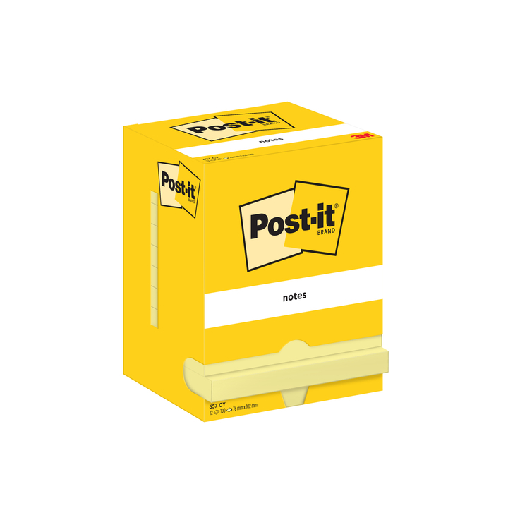 Memoblok 3m post-it 657 76x102mm geel doos/12 st - 0