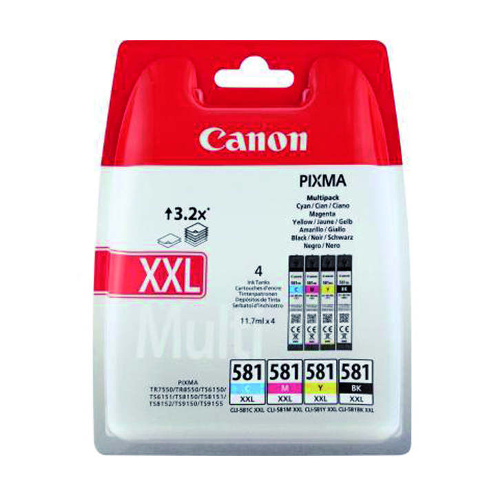 Inkcartridge canon cli-581xxl zwart + 3 kleuren(1998c005) - 0