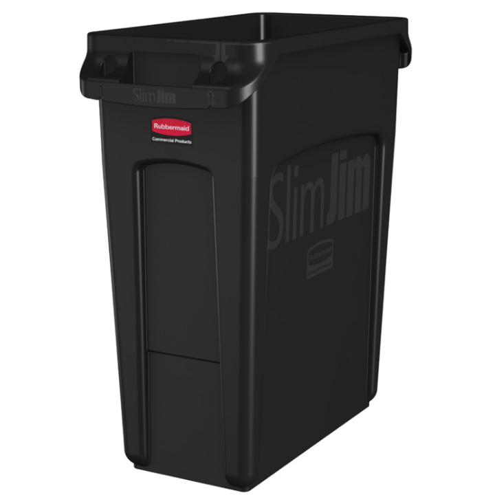 Rubbermaid Slim Jim, afvalbak, 60 liter, zwart, VB 227840 - 0
