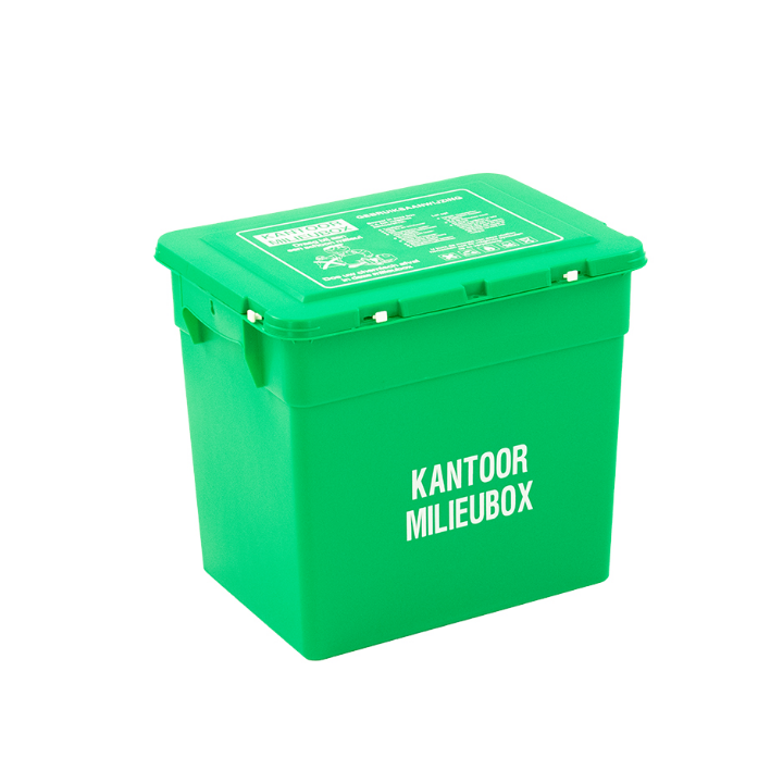 Kunststof milieubox met deksel, 30 liter, groen, VB 420500 - 0