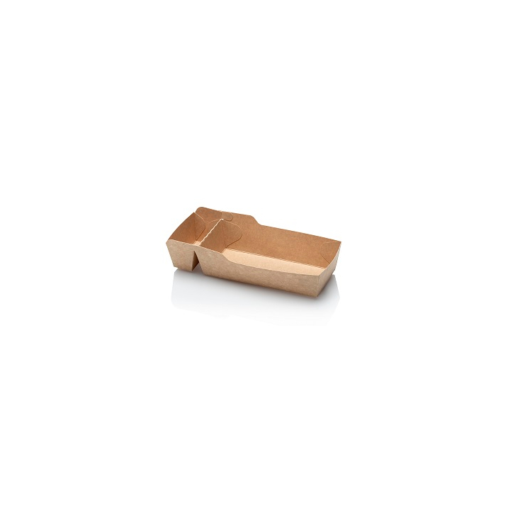 Snackbakje, kraft, A22, 120x70x35mm + saus (5x100 stuks) - 0