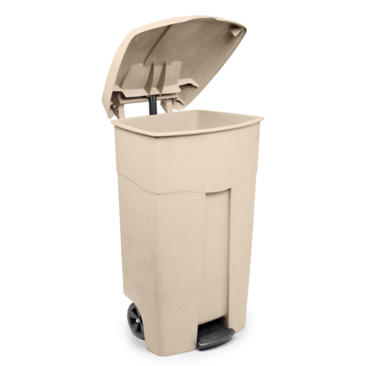 Verrijdbare afvalcontainer, 125 liter, creme, VB 079939 - 0
