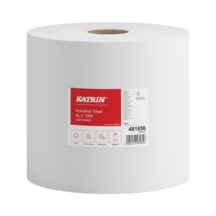 Katrin Plus | Industrierol Poetspapier | 380 Meter | 2-Laags | Wit | 481856 (2 stuks) - 0