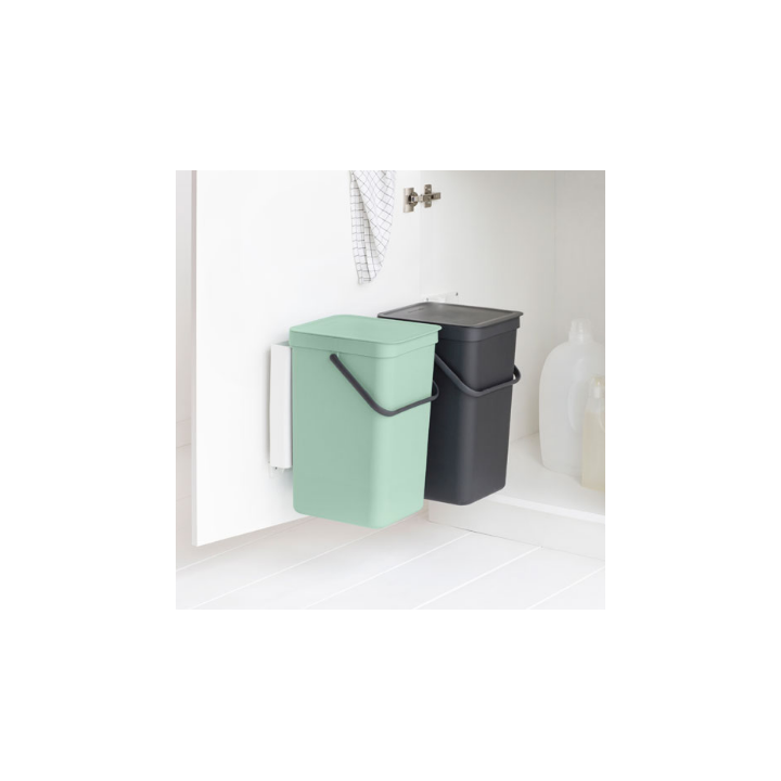 Brabantia, afvalemmers, 2x16 liter, jade/donker grijs, VB 110023 - 1