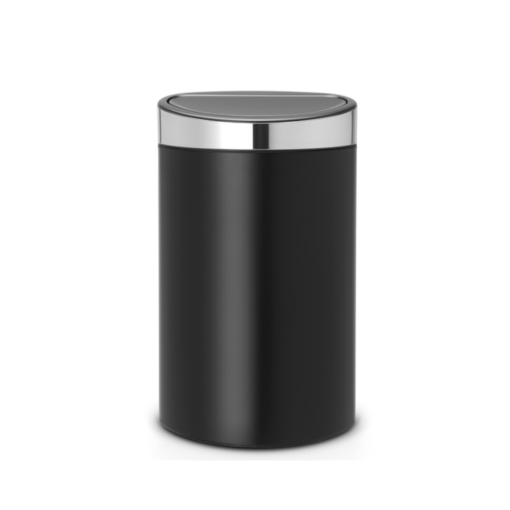 Brabantia Touch, afvalbak, 40 liter, mat zwart/RVS, VB114847 - 0