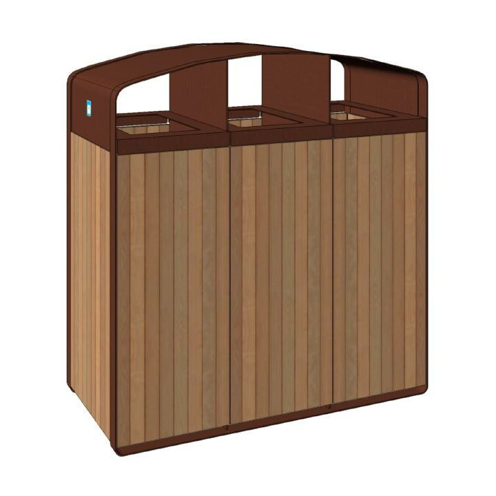 Corten Outdoor Recyclebin, 3x90 liter (maatwerk) - 0