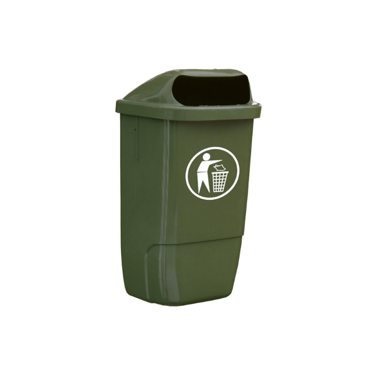 Kunststof buitenafvalbak, 50 liter, groen, VB 870000 - 0
