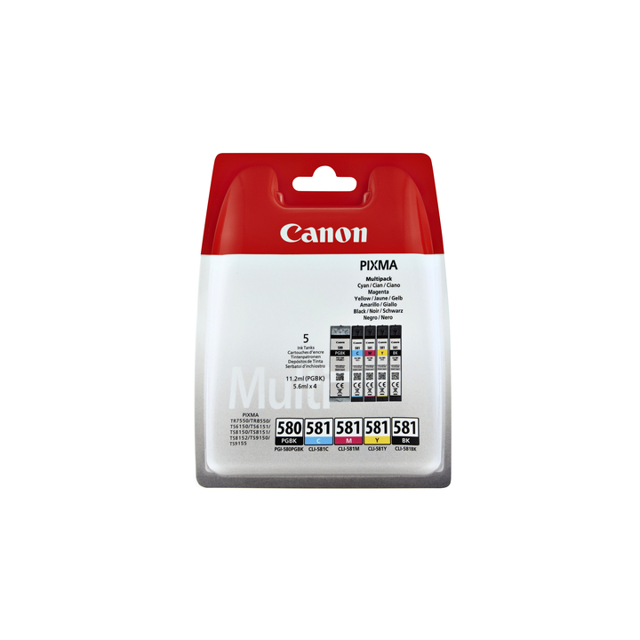 Inkcartridge canon pgi-580 cli-581 2x zwart + 3 kleuren(2078 - 0