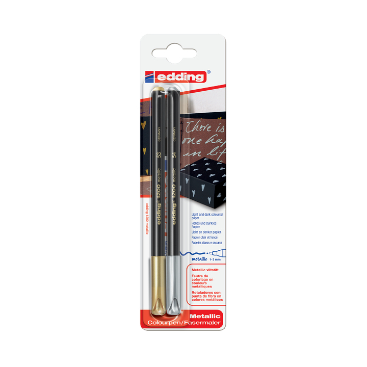 Fineliner edding 1200/2 1-3mm mtl goud/zilver(4-1200-2-1-53- - 0