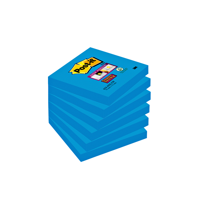 Memoblok post-it 654 super sticky 76x76mm blauw(70005253284) - 0