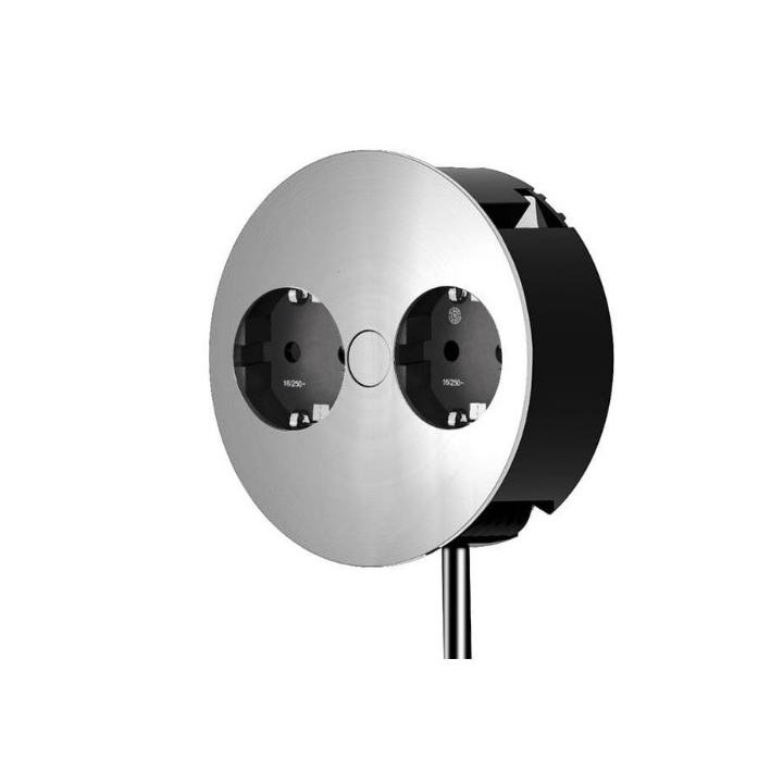 TWIST inbouwunit, 2x 230V - RVS look, 2m stroomkabel stekker - 0