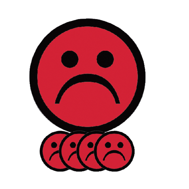 Magneet smiley 5cm emotie bedroefd rood(14032.202) - 0