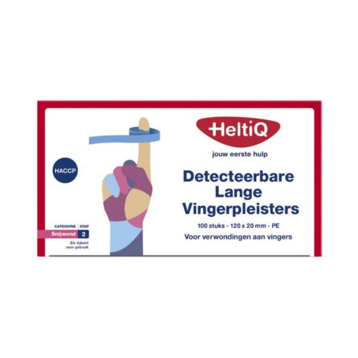 HeltiQ, detecteerbare vingerpleister, 2 cm x 120 meter (100 stuks) - 0