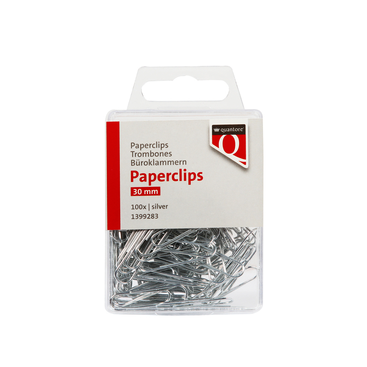 Paperclip quantore 30mm rond zilver 100 stuks(1399283) - 0
