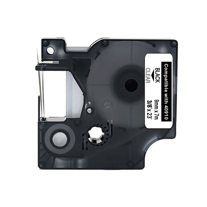 Lettertape compatible dymo 40910 9mmx7m transp/zwart - 0