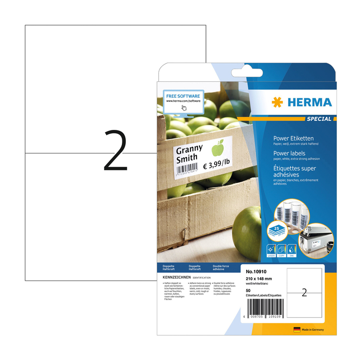 Power-etiketten a4 210x148 mm 25vel(10910) - 0