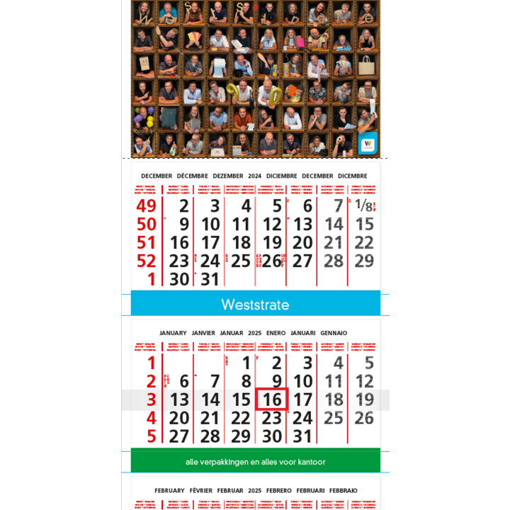 Weststrate 4-Maandkalender 2025 op onderbord - 0