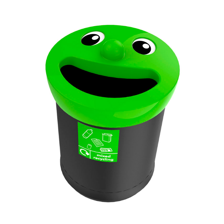 Smiley face afvalbak, 52 liter, zwart/lime, VB 719471 - 0