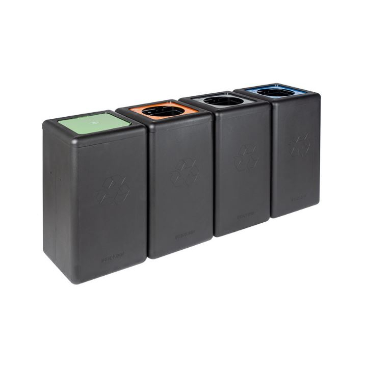 Brickbin, modulaire afvalscheidingsbak met klepdeksel, 65 liter, zwart, VB 192489 | GFT - 2