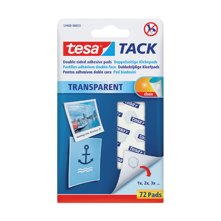 Kleefpad tesa tack transparant 72 stuks(59408-00000-00) - 0