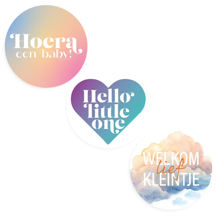Geschenk etiket, 50mm rond, baby, drieluik (500 stuks) - 1