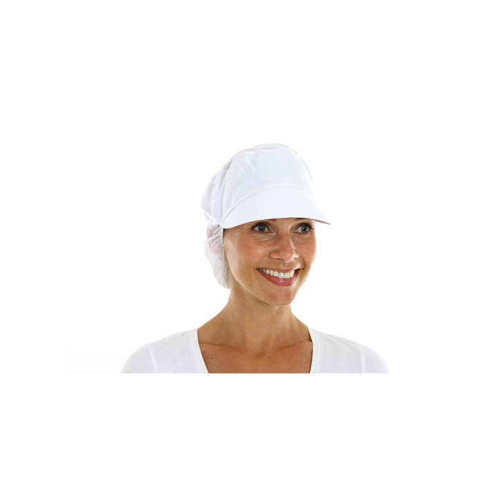 Pet met klep en haaropvang, wit (100 stuks) - 0