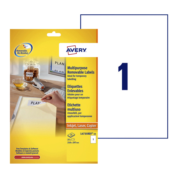 Etiket avery l4735rev-25 210x297mm 25st - 0