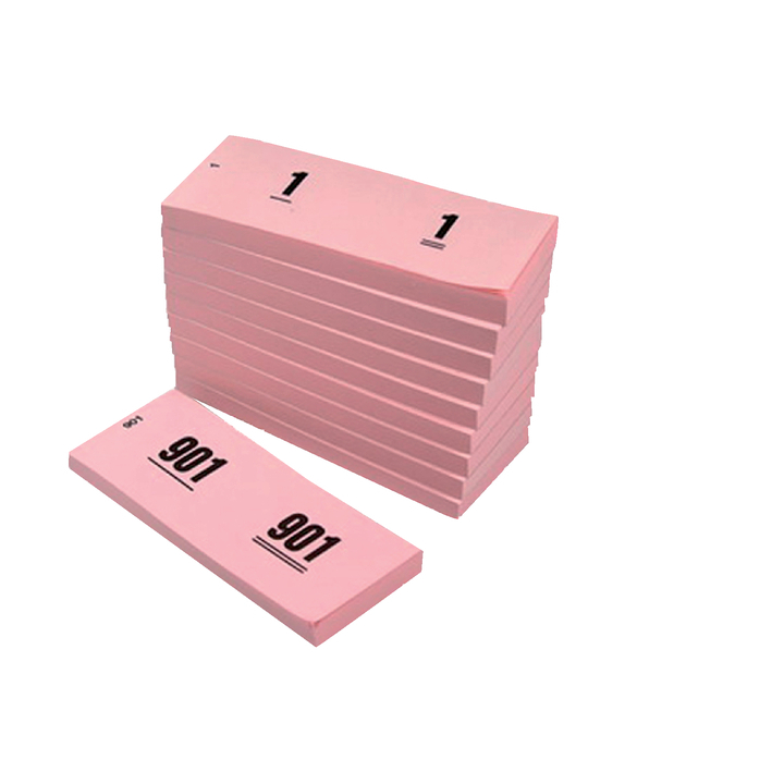 Nummerblok, 41x122mm, nummering 1-1000, roze (10 stuks) - 0