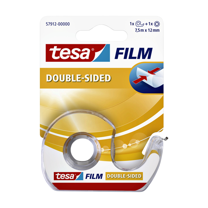 Plakband tesa film 7.5mx12mm 2-zijdig + dispencer(57912-0000 - 0