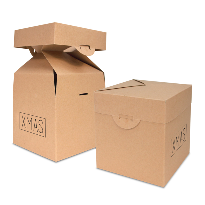 Pop-up doos, Kerst, 15x15x16cm,  Xmas, bruin (100 stuks) - 0