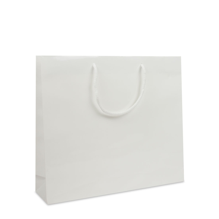 Luxe draagtas, papier, 40+10x35cm, glans-wit (100 stuks) - 0