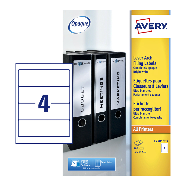 Rugetiket avery l7701-25 192x62mm 100st - 0