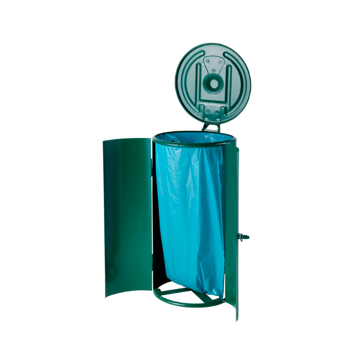 Afvalzakhouder met metalen ombouw, 120 liter, groen, VB 202040 - 1