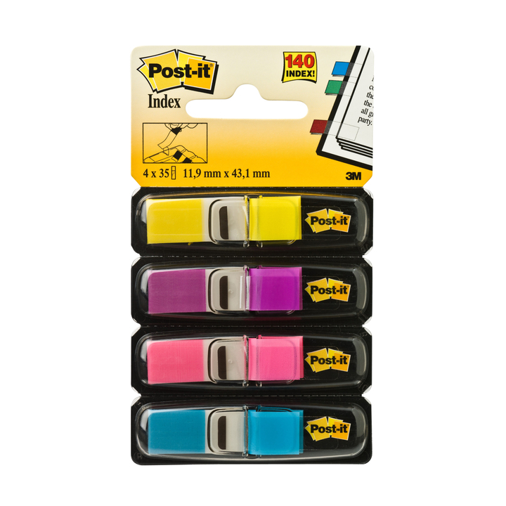 Indextabs 3m post-it 683 11.9x43.2mm 4 kleuren(6834ab) - 0