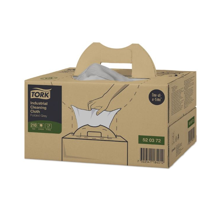 Tork Industrial Cleaning | Reiningsdoek In Doos | 41,5x35,5cm | 1-Laags | W7 | Grijs | 520372 (210 stuks) - 0