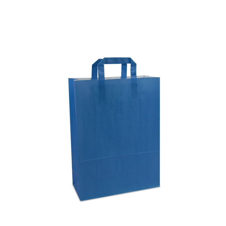 Draagtas, papier, 26+12x35cm, platte lus, l.blauw (250 stuk) - 0