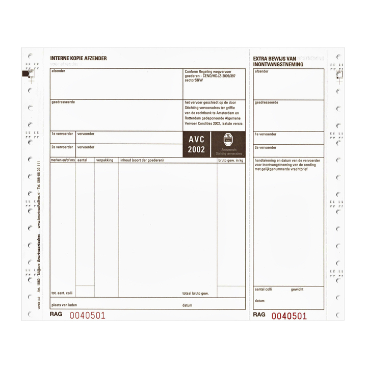 Vrachtbrieven budget bva1562 240x200mm 4voud(55291) - 0