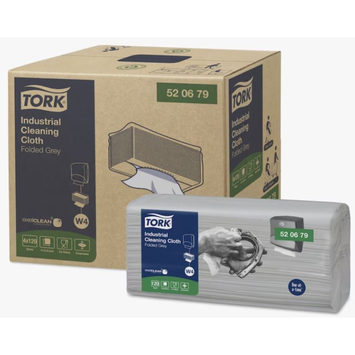 Tork Industrial | Gevouwen Reinigingsdoek | 41,5x35,5cm | 1-Laags | W4 | Grijs | 520679 (480 stuks) - 0