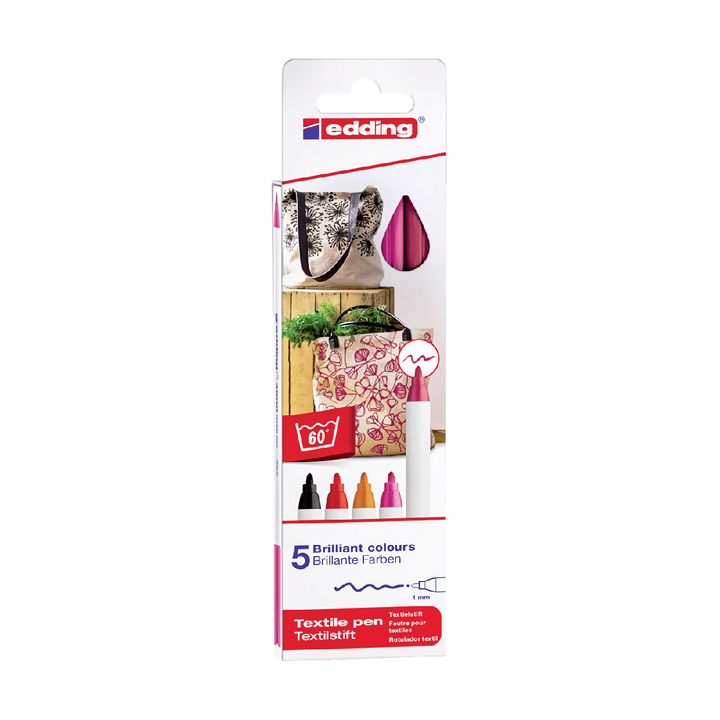 Viltstift edding 4600 textiel rond 1mm warm ass(4-4600-5999) - 0