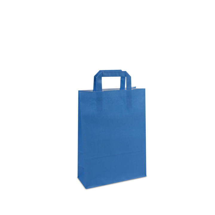 Draagtas, papier, 22+10x31cm, platte lus, l.blauw (250 stuk) - 0
